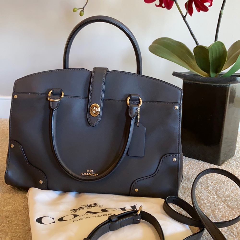 Coach gray leather and suede bag